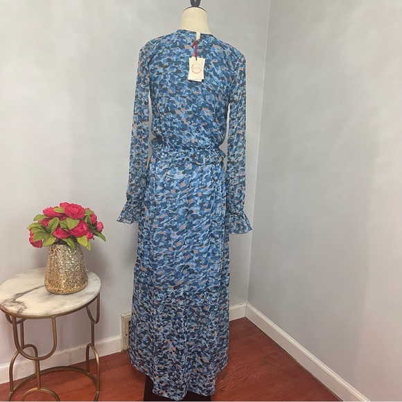 Raga Neela Long Sleeve Maxi Dress In Light Multi Blue- New With Tag- Reemoly - Picture 5 of 14